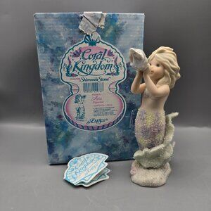1993 Enesco Coral Kingdom Mermaid "Aria" Playing Conch Shell in Original Box
